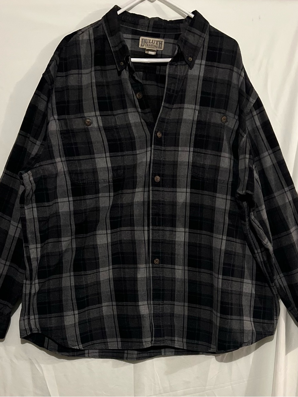 Duluth Trading Co Black and Gray Plaid Flannel Shirt -Sz 2XL
